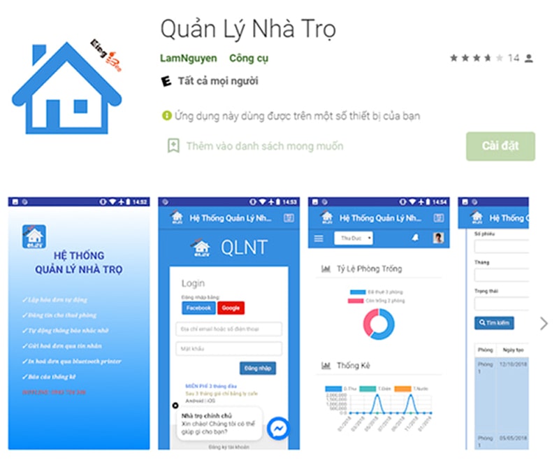 Lam Nguyen - Phần mềm quản lý phòng trọ miễn phí quy mô vừa, nhỏ