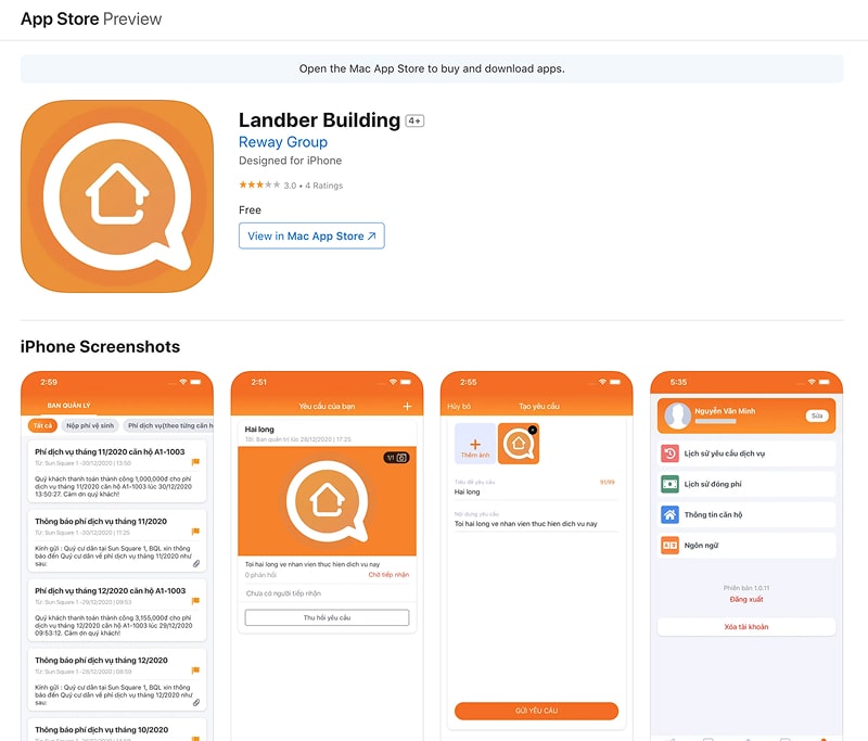App Landber Building có thể tải trên nền tảng iOS
