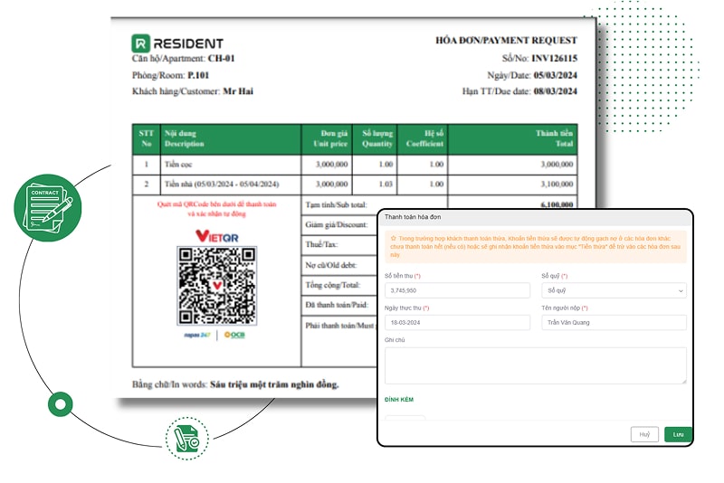 Thanh toán nhanh chóng trên phần mềm Resident