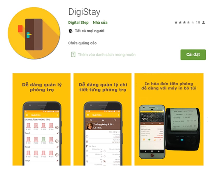 DigiStay - Phần mềm quản lý nhà trọ không tốn phí