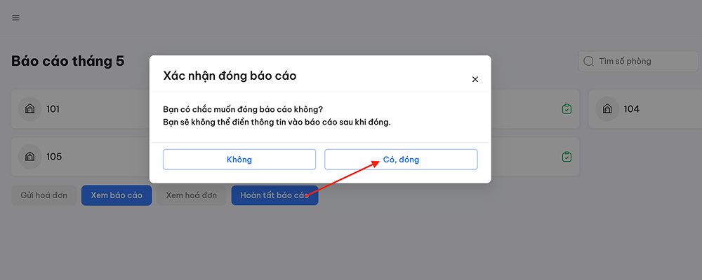 Bước xác nhận hoàn tất hoá đơn