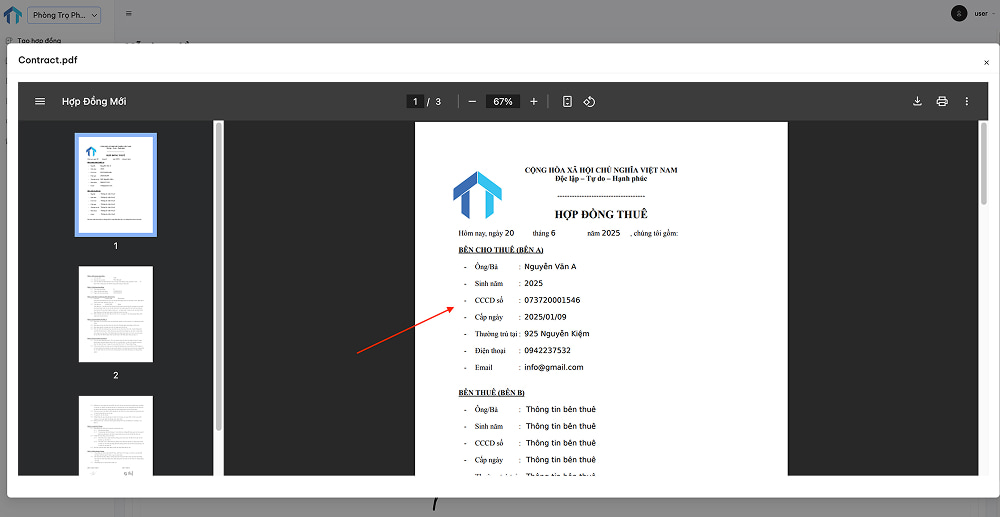 Bạn có thể tải hợp đồng dưới dạng PDF về máy