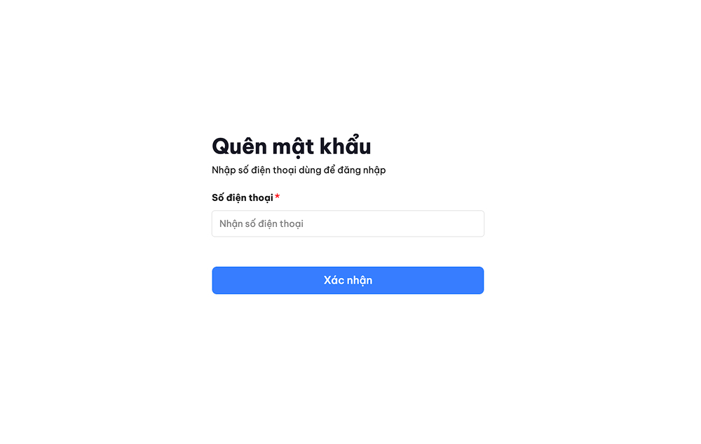 Nhập số điện thoại đã dùng để đăng ký tài khoản