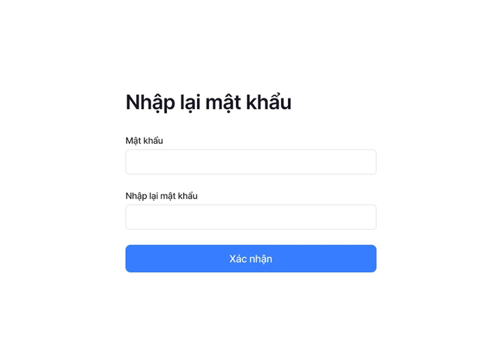 Điền mật khẩu mới cho tài khoản