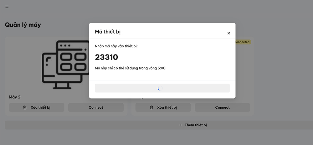 Nhập đầy đủ mã code 6 số để kết nối