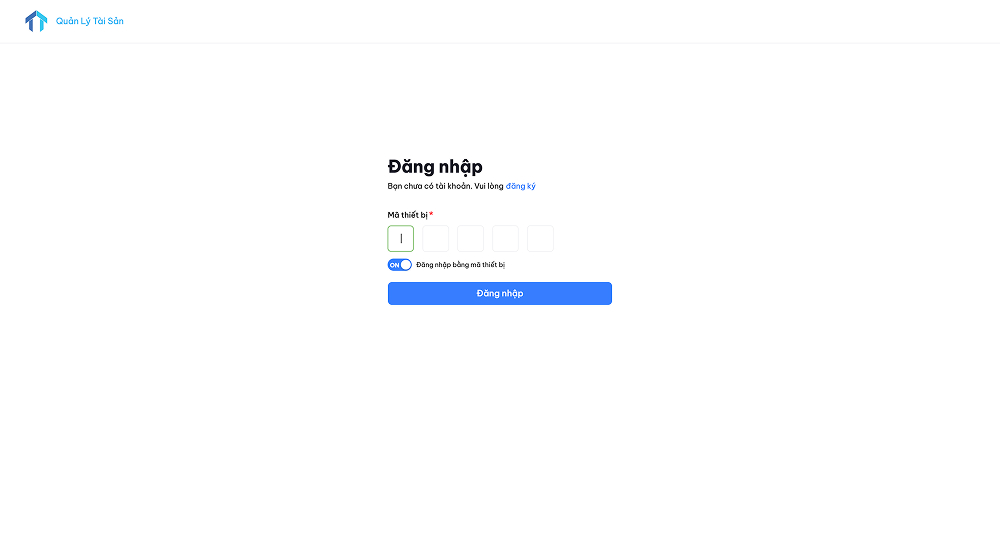 Nhập 5 mã code vào các ô tương ứng để đăng nhập