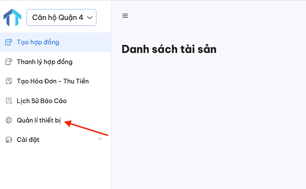 Nhấn chọn tính năng “Quản lí thiết bị”
