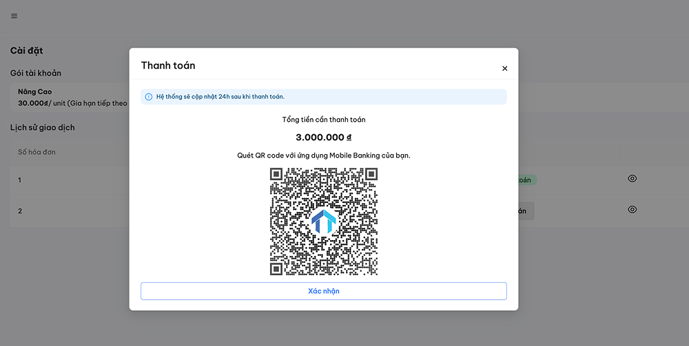 Quét mã QR code với số tiền tương ứng bằng ứng dụng ngân hàng