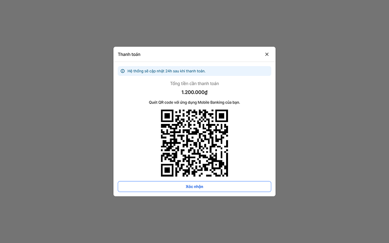 Phần mềm Quản Lý Tài Sản hỗ trợ thanh toán trực tiếp qua mã QR code