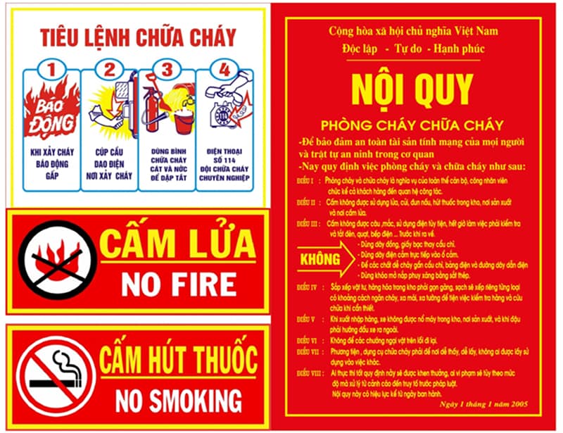 In bảng tiêu lệnh chữa cháy để dán ở khu trọ cho người thuê nắm rõ