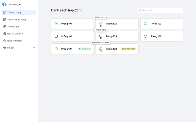 Hệ thống cập nhật trạng thái hợp đồng rõ ràng