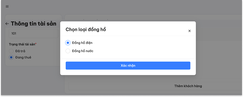 Nhấn chọn “Đồng hồ điện”