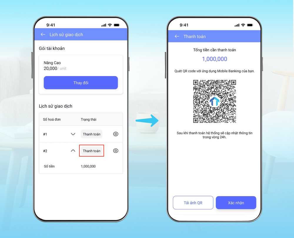 Quét mã QR code trên màn hình điện thoại