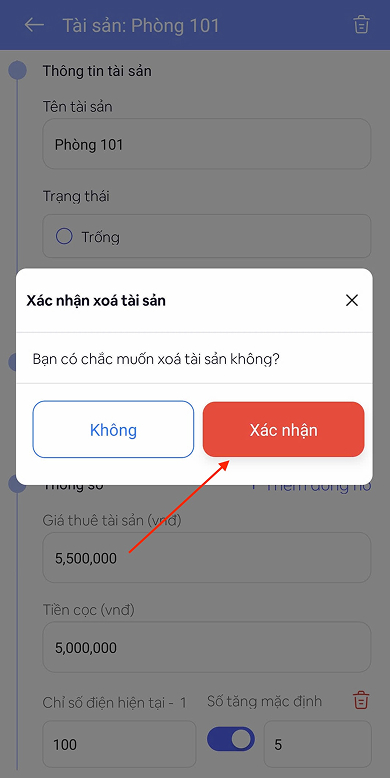 Bấm “Xác nhận” để hoàn tất thao tác