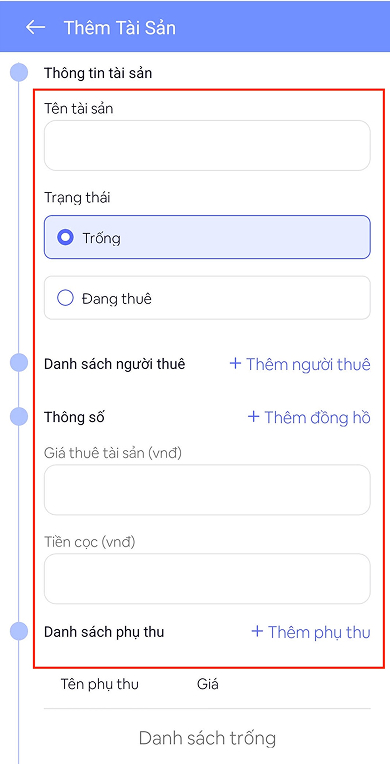 Điền đầy đủ thông tin theo yêu cầu