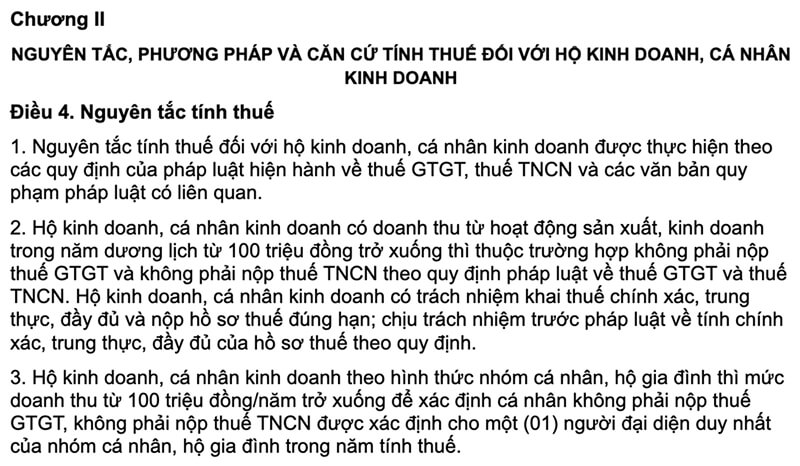 Quy định về mức doanh thu chịu thuế