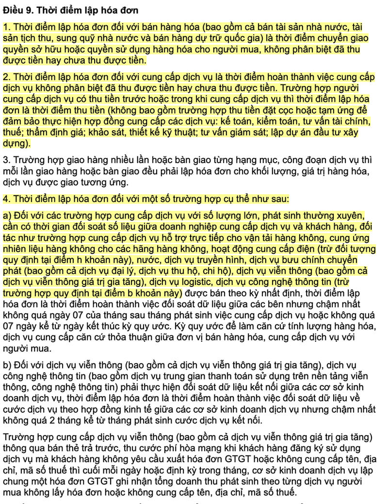 Xuất hoá đơn khi chủ cho thuê nhận được khoản tiền người thuê thanh toán