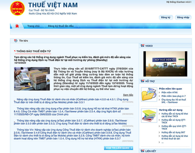 Trang chủ website Thuế Việt Nam