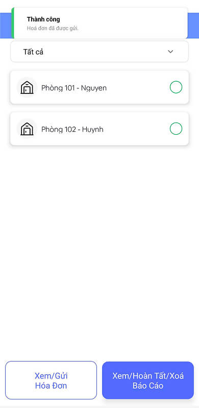 Tính năng gửi hoá đơn tự động trên phần mềm Quản Lý Tài Sản