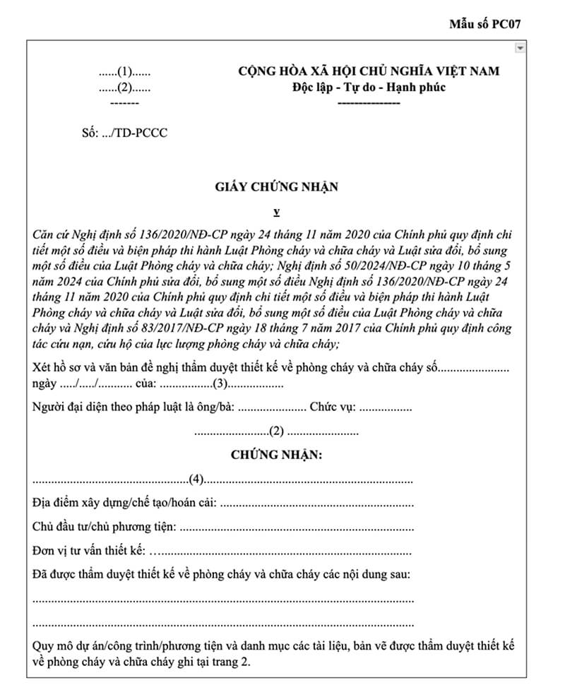 Mẫu nghiệm thu PCCC (PC07)