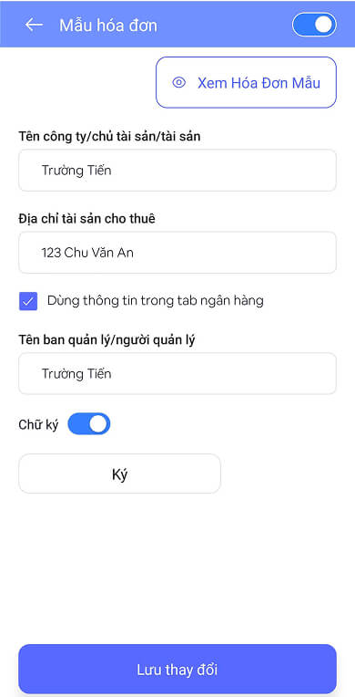 Tạo hoá đơn chuyên nghiệp trên phần mềm Quản Lý Tài Sản