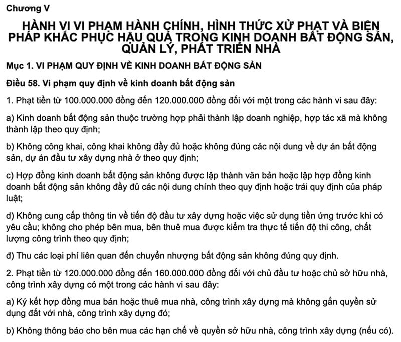 Xử phạt hành chính khi kinh doanh bất động sản cho thuê không minh bạch